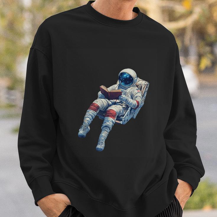 Astronaut Reading Book Sci-Fi Enthusiast Sweatshirt Gifts for Him