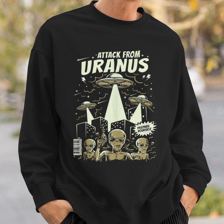 Attack From Uranus Retro Space Alien UFO Comic Book Sweatshirt Gifts for Him