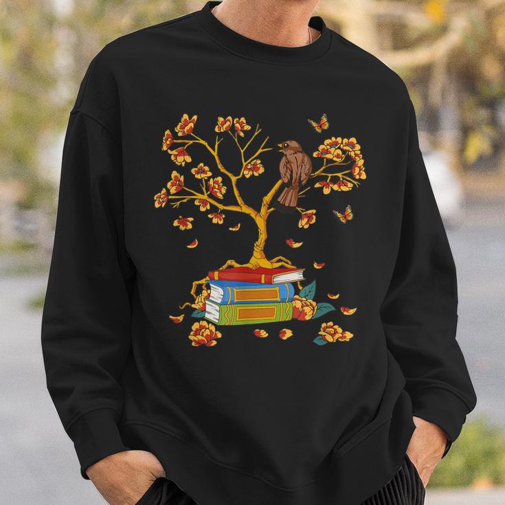 Avid Reader- Book Worm Floral Bird Sweatshirt Gifts for Him
