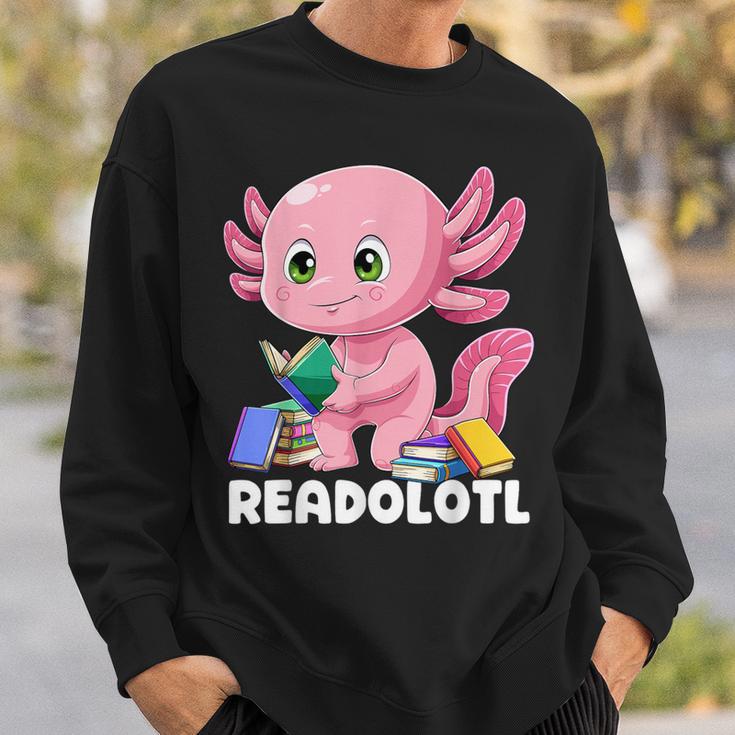 Axolotl Book Reading Bookworm Readolotl Mexican Salamander Sweatshirt Gifts for Him