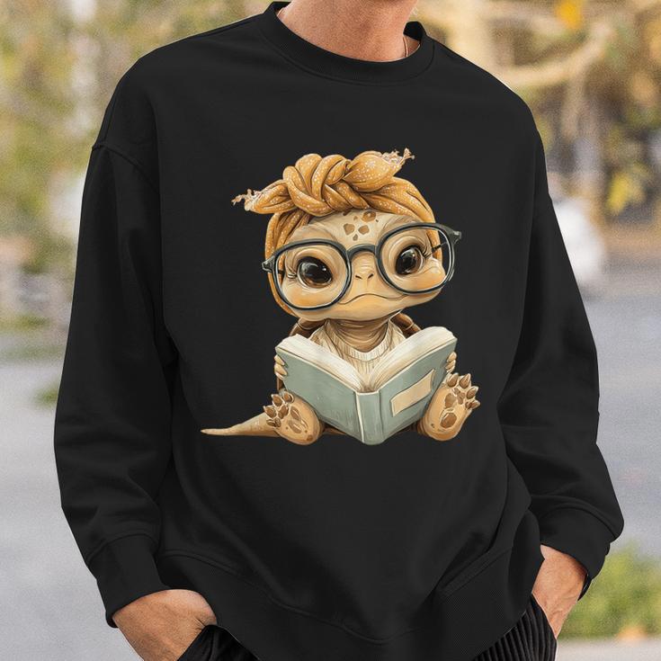 Baby Turtle Open Book Reading Animal Lover Graphic Portrait Sweatshirt Gifts for Him Baby Turtle Open Book Reading Animal Lover Graphic Portrait Sweatshirt Gifts for Him