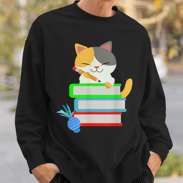 Back To School Kawaii Cat School Books Homework For Men Women Kids Sweatshirt Gifts for Him
