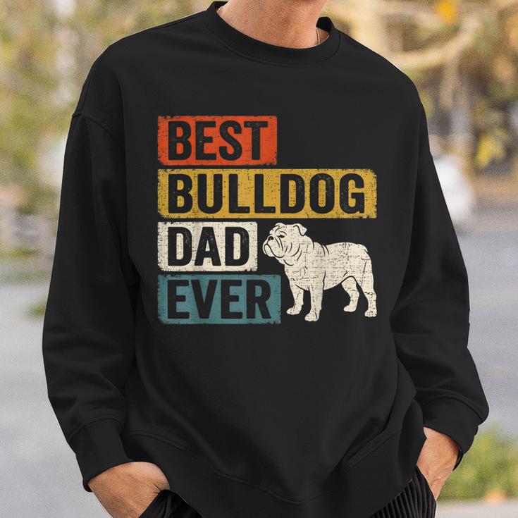 Best Bulldog Dad Ever レトロ ヴィンテージ ブルドッグデザイン スウェットシャツ 彼への贈り物