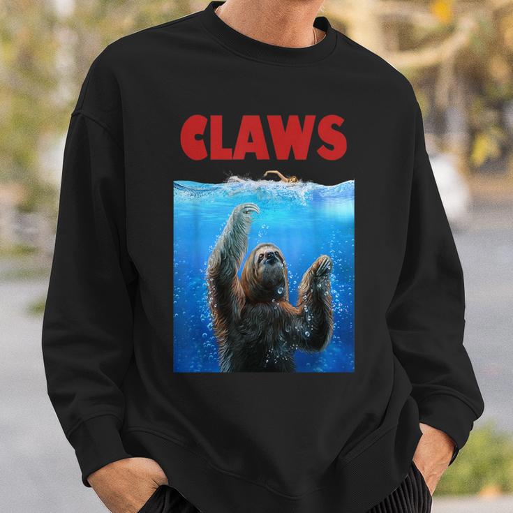 Beware Of Claws 面白いナマケモノ シャーク 映画 パロディ スウェットシャツ 彼への贈り物