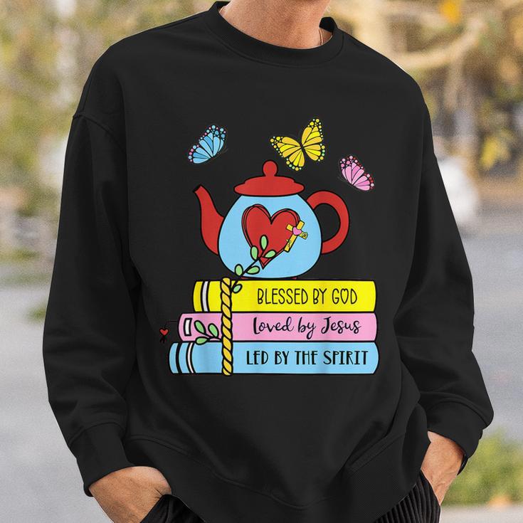 Blessed By God Loved By Jesus Book Lovers Sweatshirt Gifts for Him