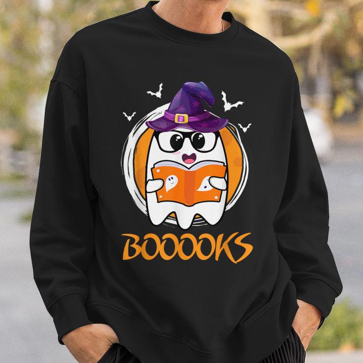 Boo Boooks Ghost Book Reading Halloween 2025 Teacher Sweatshirt Gifts for Him