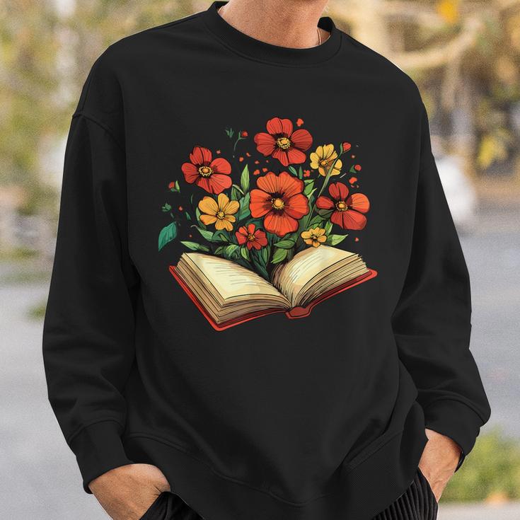 Book With Blooming Flowers Reading Nature Garden Sweatshirt Gifts for Him