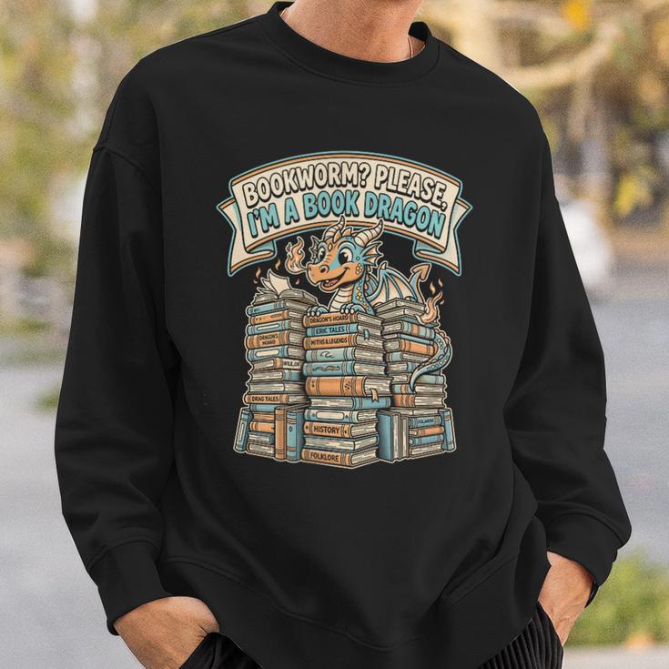 Book Dragon Bookworm Reader Retro Sweatshirt Gifts for Him