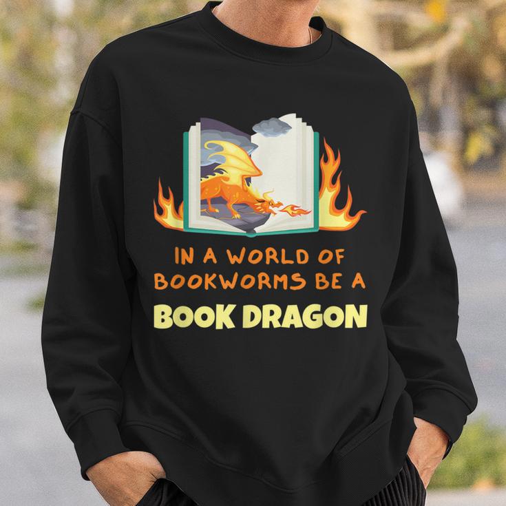 Book Dragon Librarian Book Lovers Sweatshirt Gifts for Him