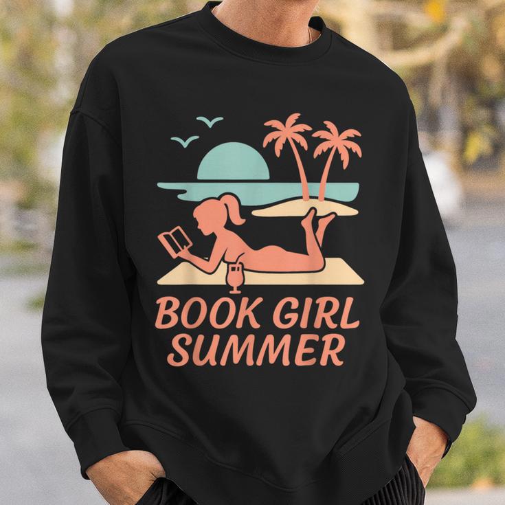 Book Girl Summer Book Reading Retro Sunset Sweatshirt Gifts for Him