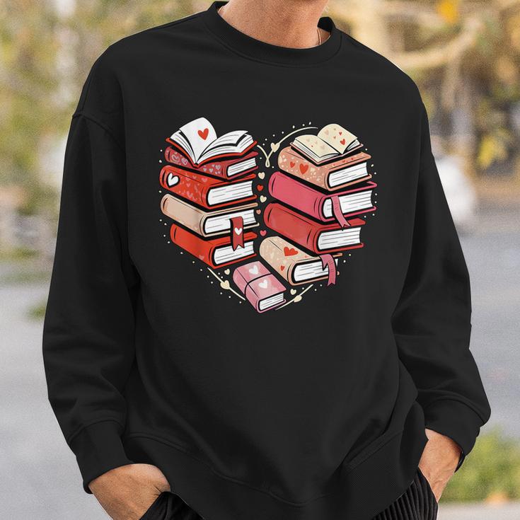 Book Lover Heart Shape Reading Librarian Valentine Men Women Sweatshirt Gifts for Him