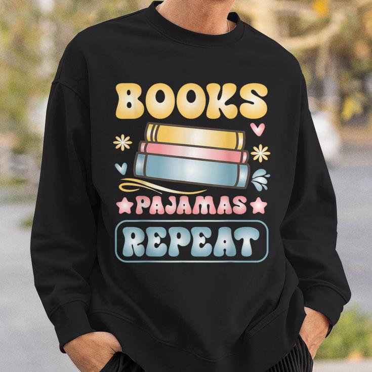 Book And Pajama Books Pajamas Repeat Librarian Sweatshirt Gifts for Him