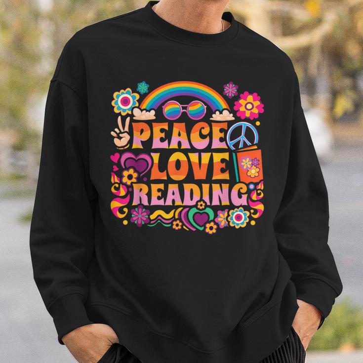 Book Peace Bookworm Hippie Rainbow Peace Sign Sweatshirt Gifts for Him