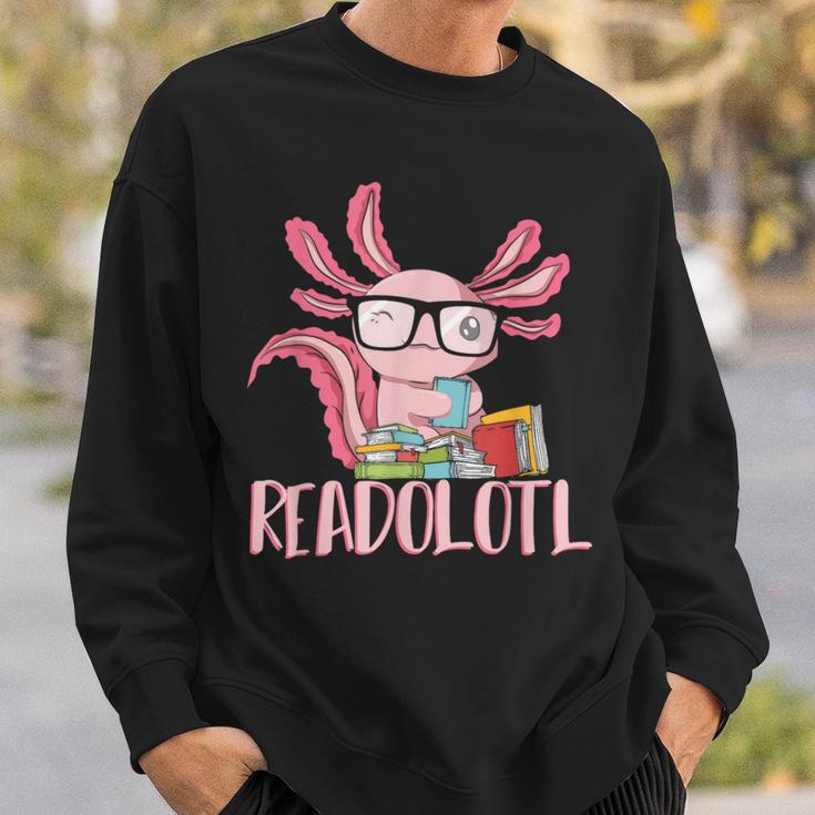 Book Reading Readolotl Amphibian Animal Bookworm Axolotl Sweatshirt Gifts for Him