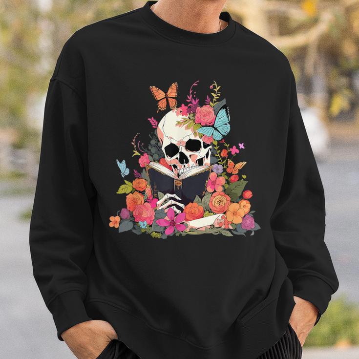 Book Reading Skull Skeleton Flowers Floral Bookish Butterfly Sweatshirt Gifts for Him Book Reading Skull Skeleton Flowers Floral Bookish Butterfly Sweatshirt Gifts for Him