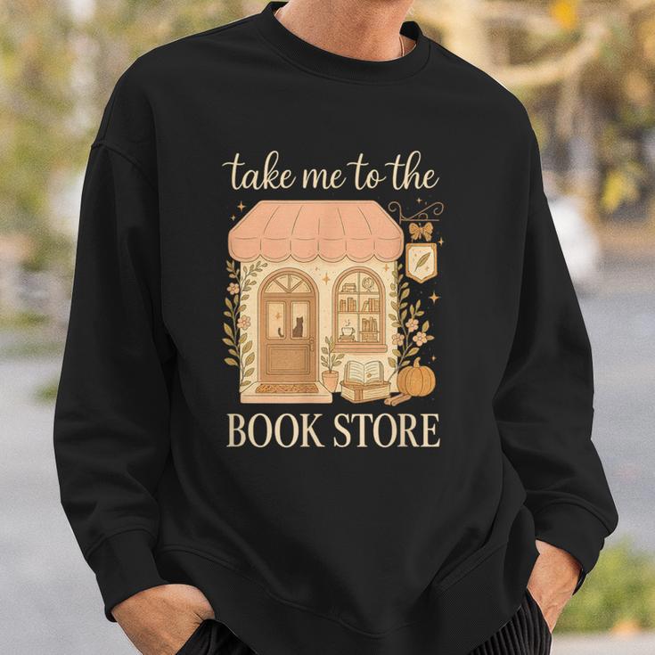 Take Me To The Book Store Cozy Bookshop Cat Aesthetic Sweatshirt Gifts for Him