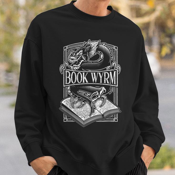 Book Wyrm BookWyrm Dragon Reading Lover Distressed Sweatshirt Gifts for Him