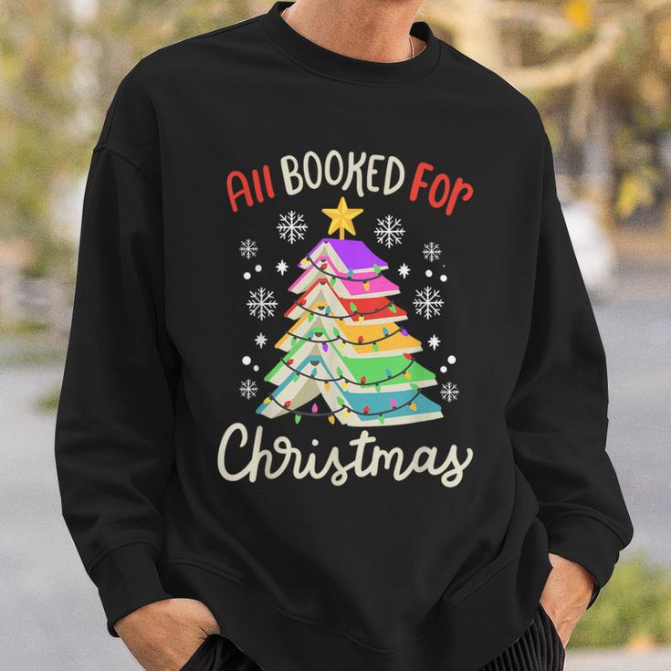 All Booked For Christmas Book Lovers Xmas Tree Women Sweatshirt Gifts for Him