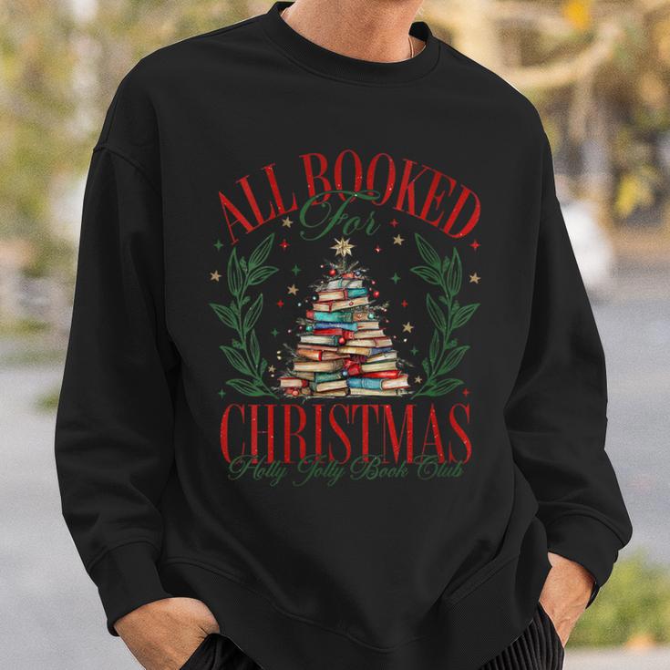 All Booked For Christmas Holly Xmas Jolly Book Club Teacher Sweatshirt Gifts for Him