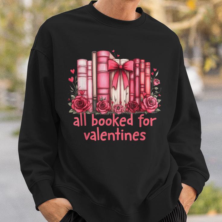 All Booked For Valentines Coquette Bow Book Lover Bookworm Sweatshirt Gifts for Him