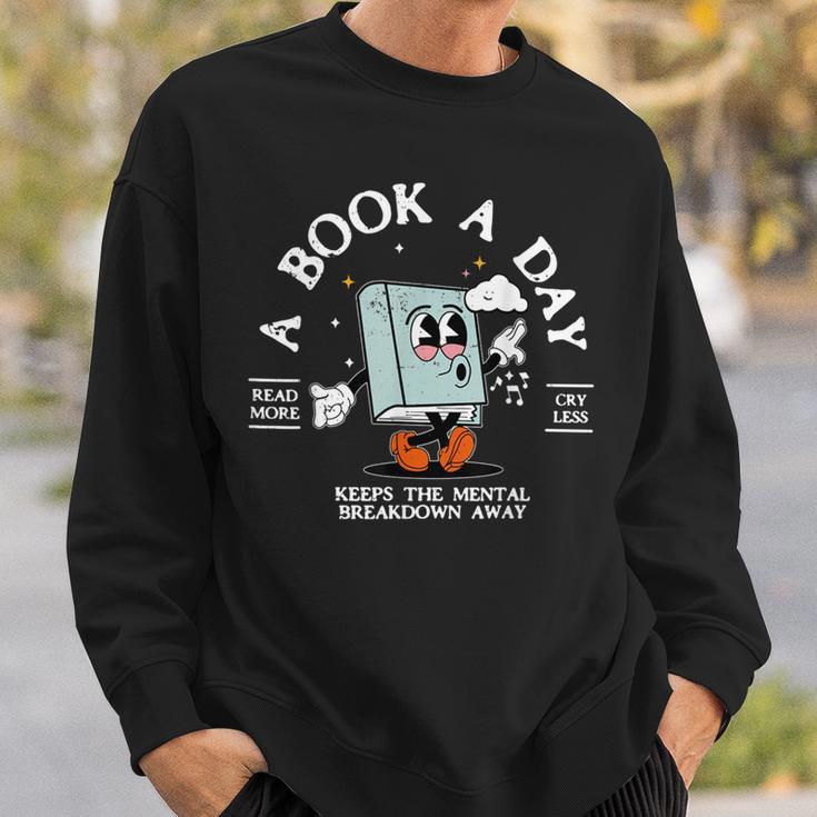 Bookish Mental Health Book A Day Retro Read More Book Sweatshirt Gifts for Him