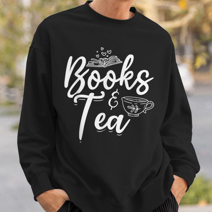 Books & Tea Book Reading Bookworm Read Books Librarian Sweatshirt Gifts for Him