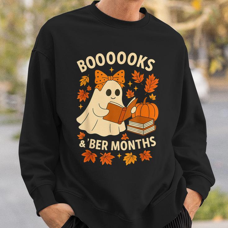 Books And BER Months Fall Librarian Reading Halloween Sweatshirt Gifts for Him