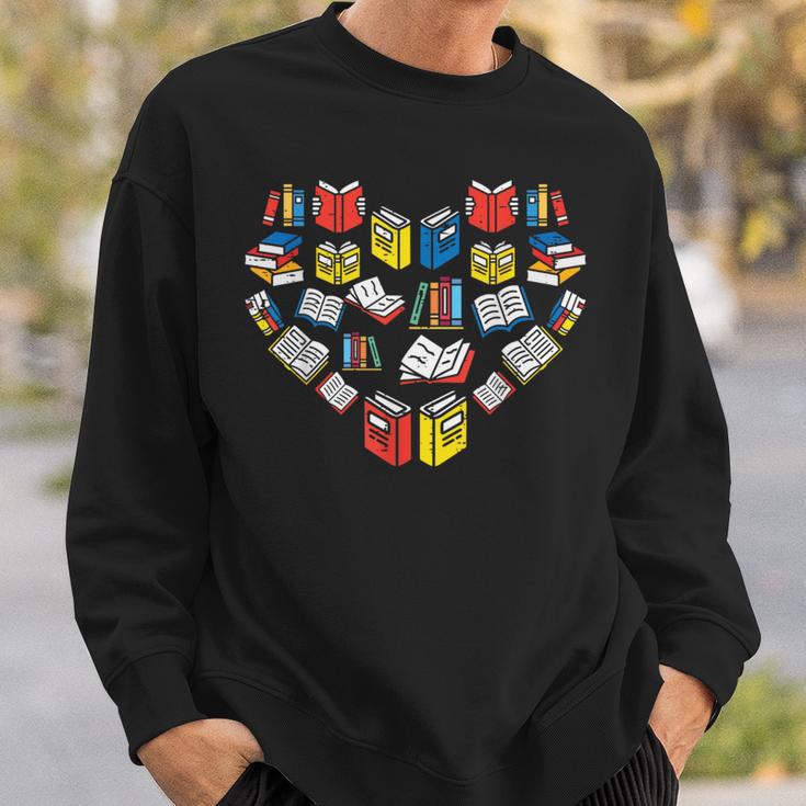 Books Heart Love Reading Teacher Librarian Bookworm Women Sweatshirt Gifts for Him
