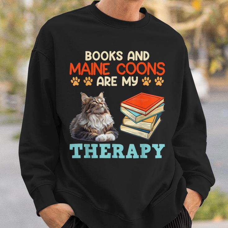 BOOKS AND MAINE COONS ARE MY THERAPY Main Coon Sweatshirt Gifts for Him
