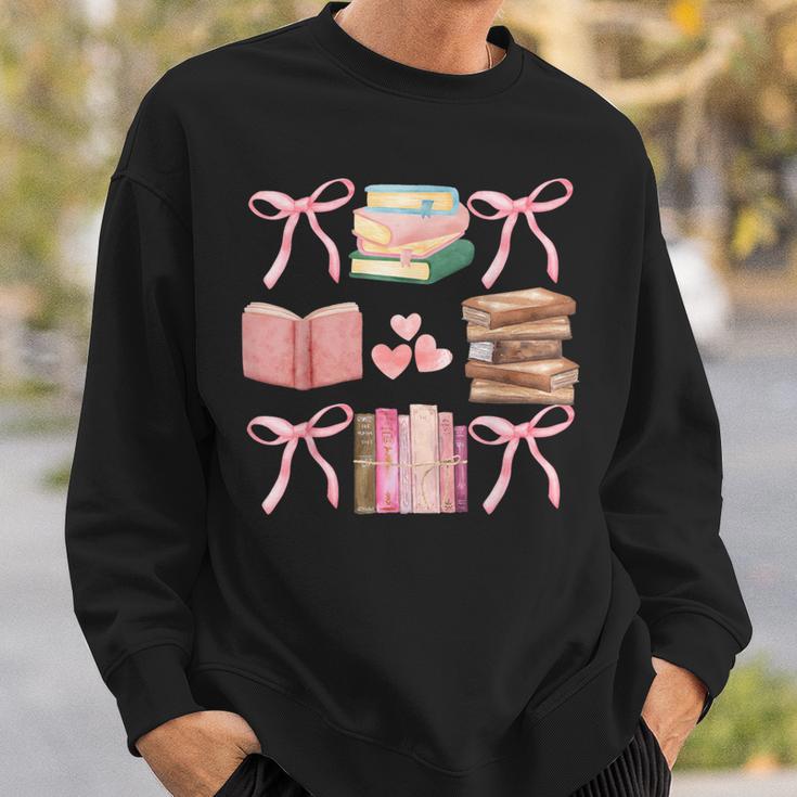 Books And Pink Bows Booktok Coquette Preppy Sweatshirt Gifts for Him