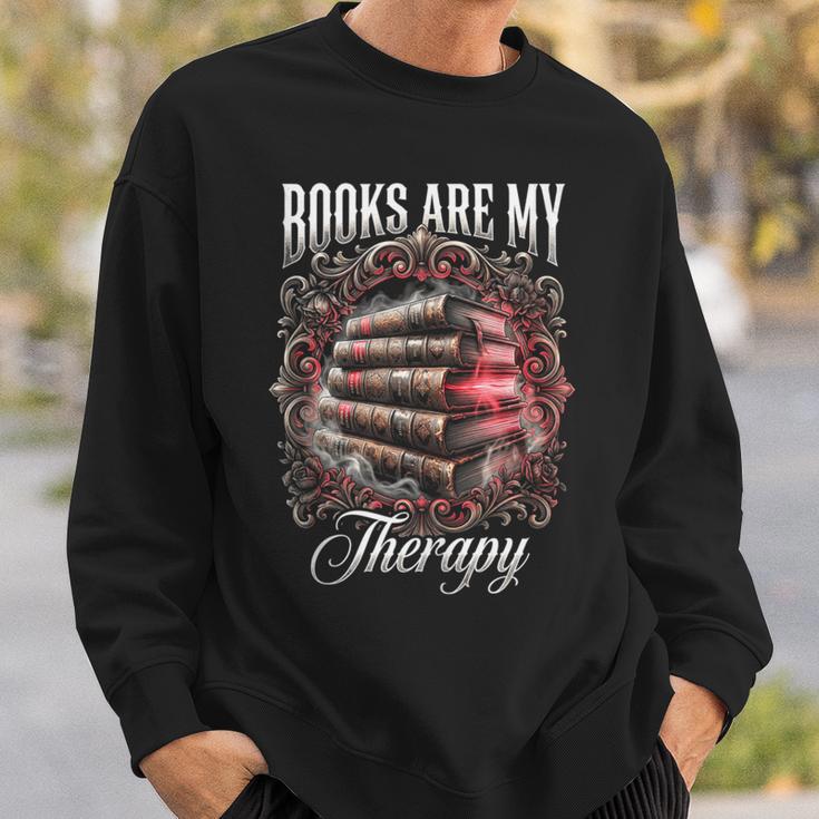 Books Are My Therapy Vintage Bookworm Reader Sweatshirt Gifts for Him Books Are My Therapy Vintage Bookworm Reader Sweatshirt Gifts for Him