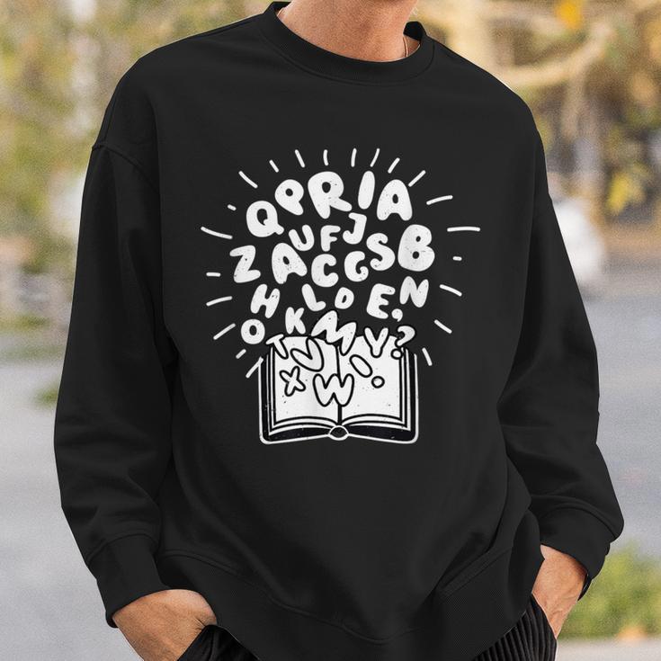 Books Reading Book Lover Alphabet Literature Reader Sweatshirt Gifts for Him