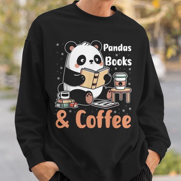 Books Reading Reader Panda Panda Books And Coffee Sweatshirt Gifts for Him