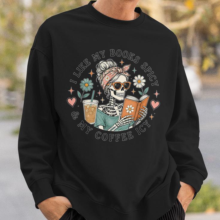 Books Spicy Coffee ICY Book Booktrovert Librarian Bookish Sweatshirt Gifts for Him
