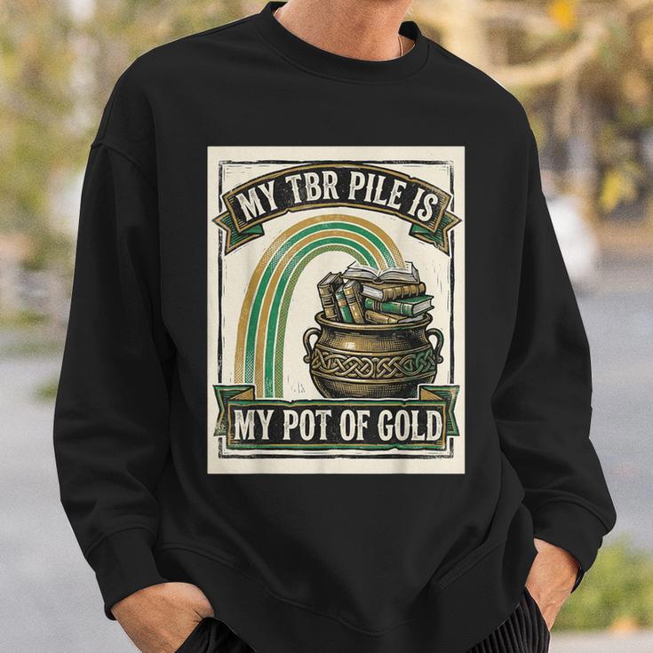 Books My TBR Pile Is My Pot Of Gold Rainbow Bookish Irish Sweatshirt Gifts for Him