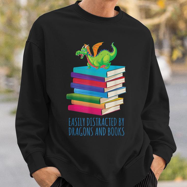 Bookworm Easily Distracted By Dragons And Books Reader Sweatshirt Gifts for Him