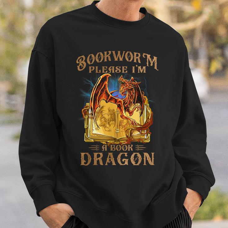 Bookworm Please I'm a Book Dragon Dragon Books Lovers Sweatshirt Gifts for Him