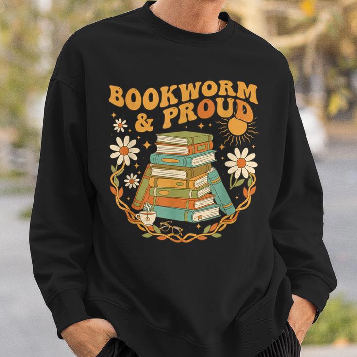 Bookworm And Proud Retro Reading Aesthetic Books Library Sweatshirt Gifts for Him
