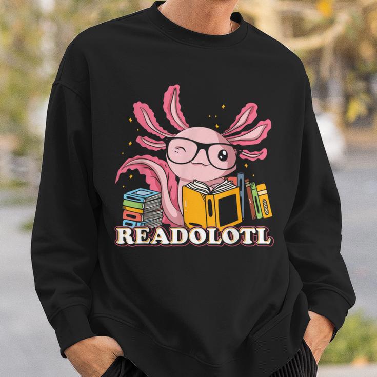 Bookworm Readolot Mexican Salamander Book Reading Axolotl Sweatshirt Gifts for Him