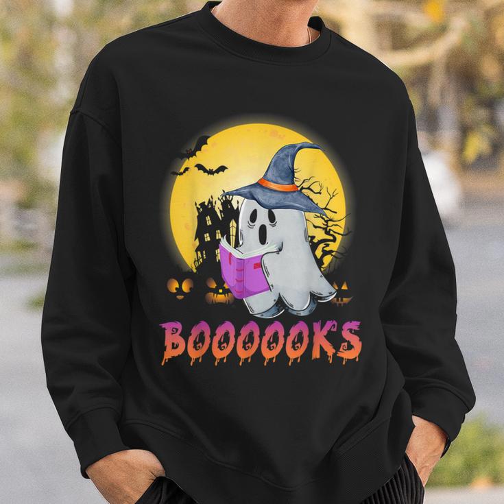 Boooks Cute Ghost Book Reading Halloween 2022 Teacher For Men Women Kids Sweatshirt Gifts for Him