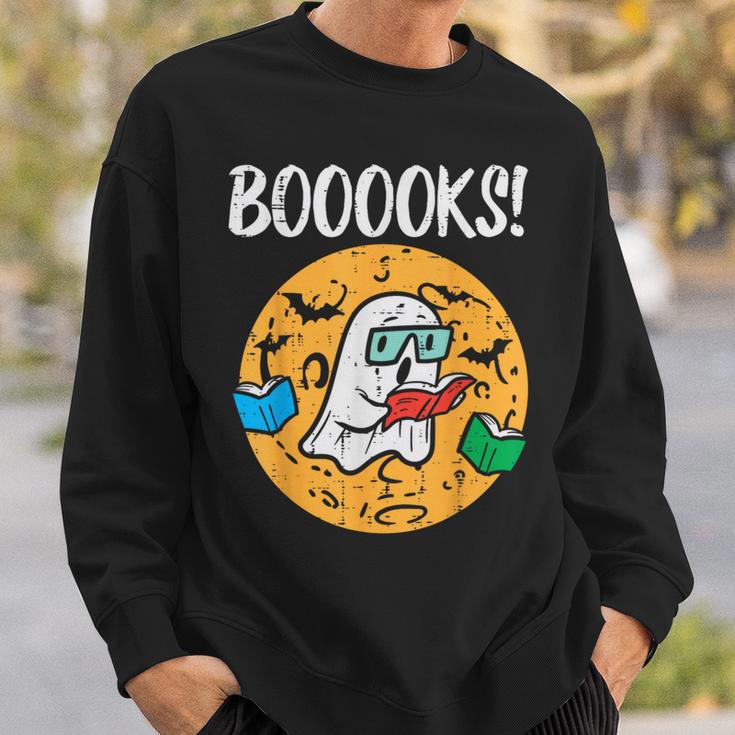 Boooks Ghost Read Book Halloween Teacher Librarian Men Women Sweatshirt Gifts for Him