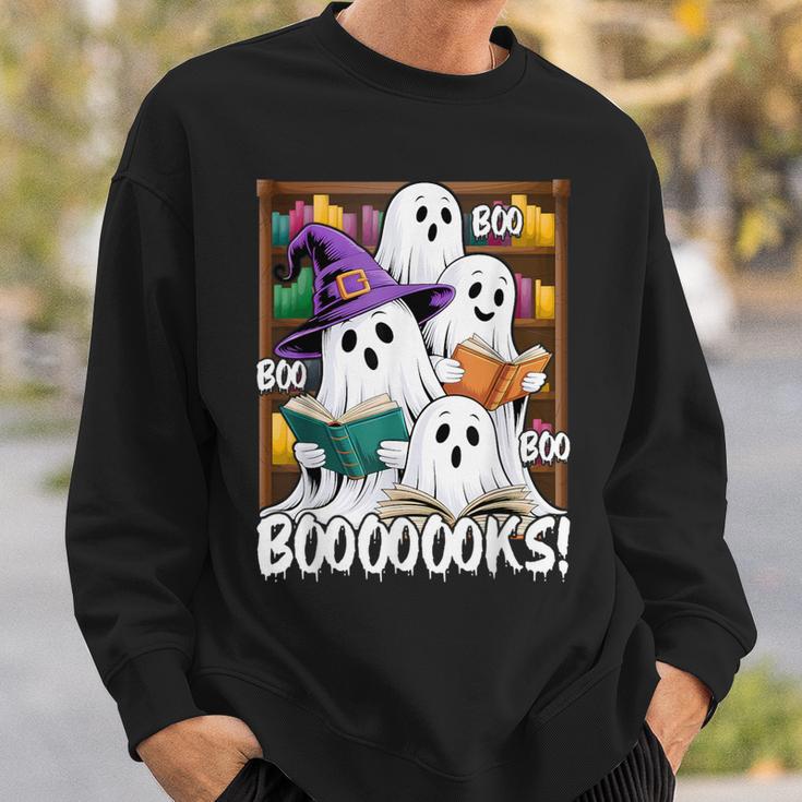 Boooks Ghosts Reading Book Retro Halloween Teacher Librarian Sweatshirt Gifts for Him Boooks Ghosts Reading Book Retro Halloween Teacher Librarian Sweatshirt Gifts for Him