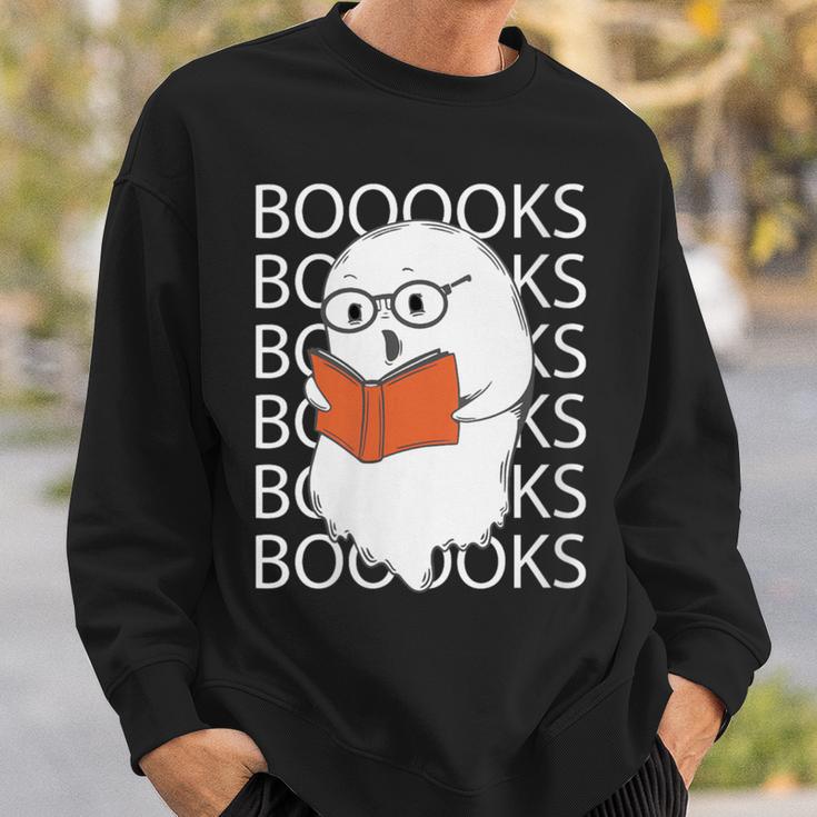 Booooks Cute Ghost Reading Books Halloween For Teacher &Kids Sweatshirt Gifts for Him