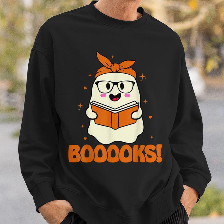 Booooks Ghost Boo Read Books Library Teacher Halloween Cute For Men Women Kids Sweatshirt Gifts for Him
