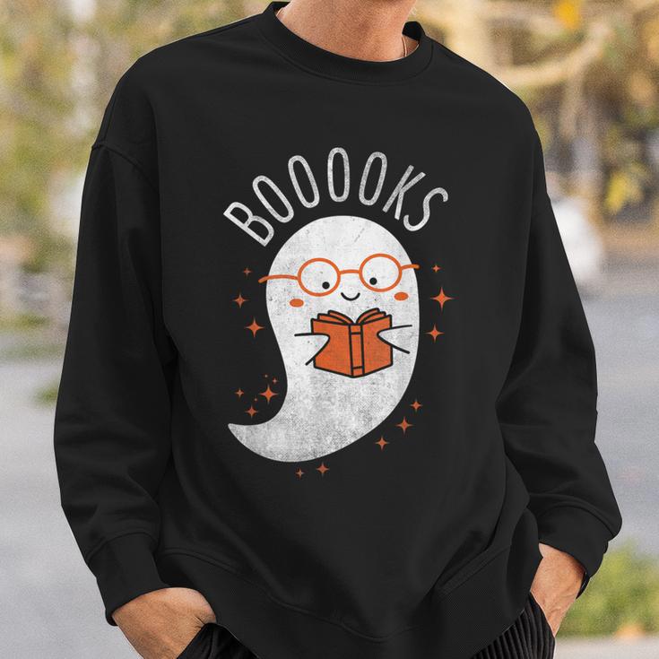 Booooks Ghost Halloween Teacher Book Library Reading Sweatshirt Gifts for Him
