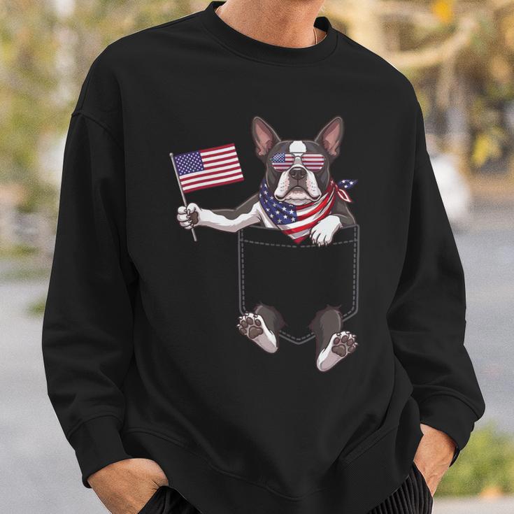 Boston Terrier Dog Pocket American Flag 4Th Of July Usa Sweatshirt Gifts for Him Boston Terrier Dog Pocket American Flag 4Th Of July Usa Sweatshirt Gifts for Him
