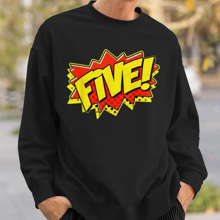 Boy Five Superhero Comic Book Hero 5th Birthday Boy 5 Years Sweatshirt Gifts for Him