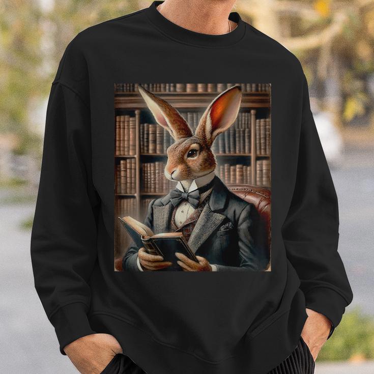 Bunny Reading Book Rabbit Bow Tie Happy Easter Boys Girl Kid Sweatshirt Gifts for Him