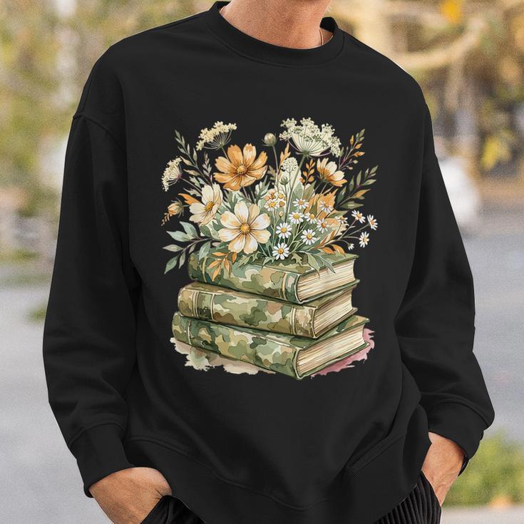 Camo Floral Books Wildflower Botanical Reading Lover Sweatshirt Gifts for Him
