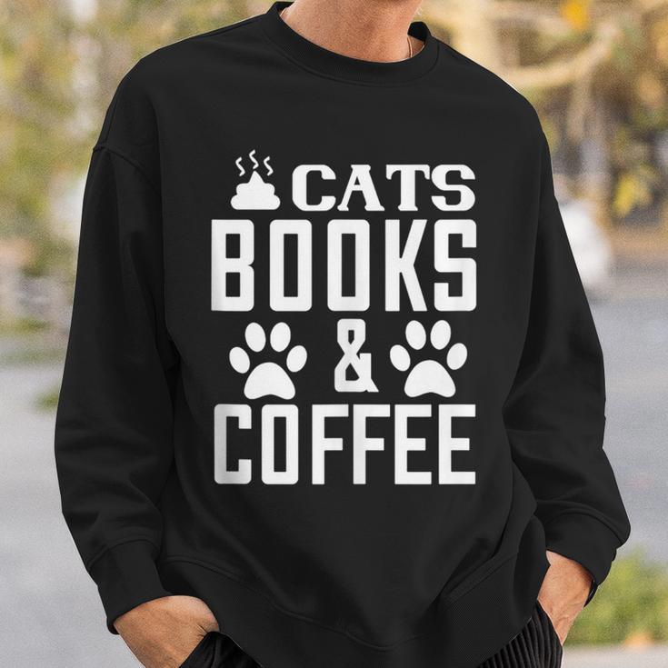 Cat Lover Cats Books And Coffee Sweatshirt Gifts for Him Cat Lover Cats Books And Coffee Sweatshirt Gifts for Him